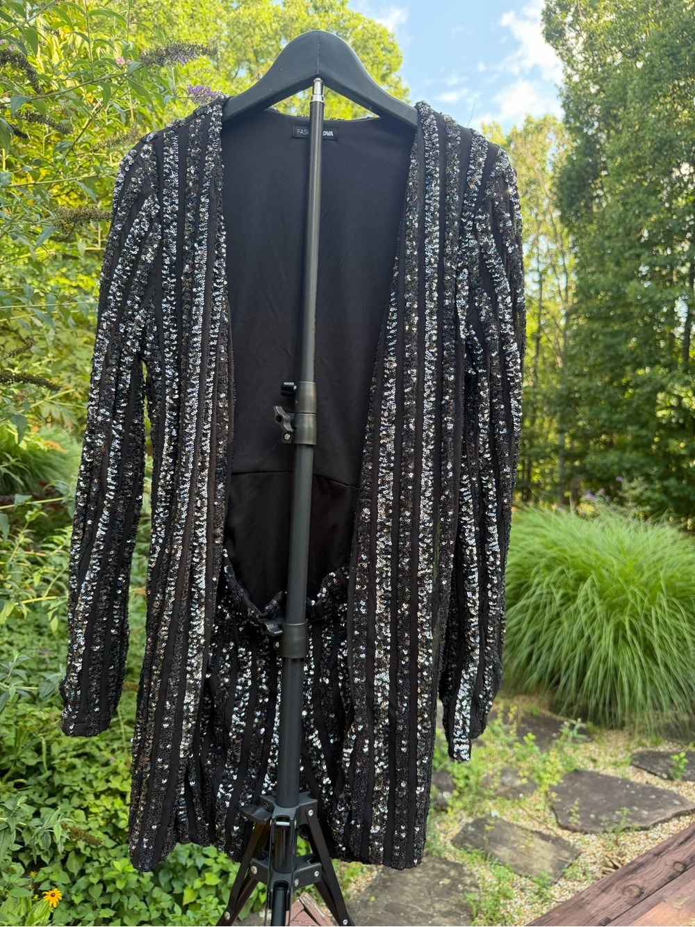 Fashion Nova Black Sequin Romper- Size M